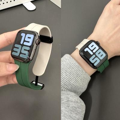 Магнитный ремешок для Apple Watch ultra band 49 мм 45 мм Силиконовый браслет iWatch Series 7 8 se 6 5 3 44 мм 45 мм 40 мм 41 мм 42 мм 38 мм