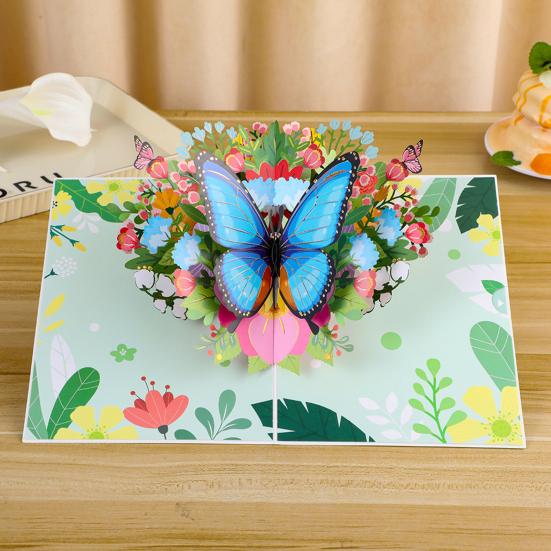 Бабочка Сад 3D Pop-Up Открытка 6"x 8" Бумажная бабочка и цветок Поздравительная открытка на день рождения День матери Годовщина День святого Валентина