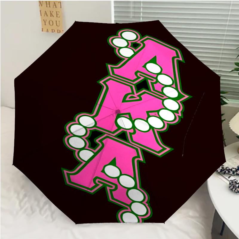 Автоматический зонт AKA logo9 Print, 8 спиц, железный каркас, пластиковая ручка, подходит для путешествий на открытом воздухе и на каждый день, идеальный подарок
