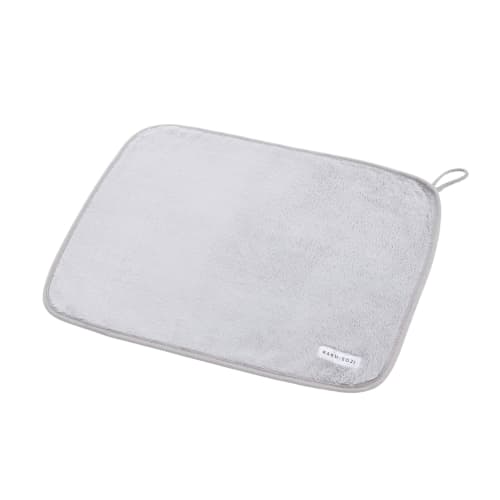 Towa Sangyo RAKUSOJI Kitchen Draining Mat, Absorbent, Extra Thick Microfiber, Approx. 30 x 40 cm, Can Also Be Used as a Dishcloth, Washable, Gray, 1 P