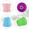 8 Pcs 10cm Small Colorful Plant Pots Plastic Flower Pots Indoor Plants Pots For Office Home With Pallet/trays, 8 Colors