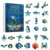 Christmas Countdown Calendar With Marine Animal Acrylic Ornaments For Holiday Decor