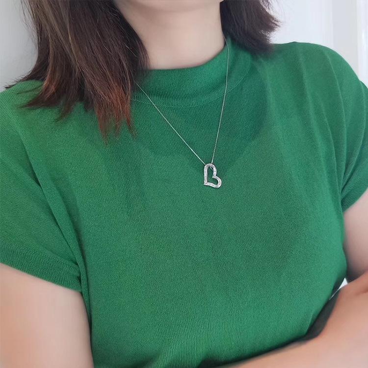 Mosanite New Product Fashionable and Versatile Commuter Ladder Square Full Diamond Heart Shaped Diamond Necklace