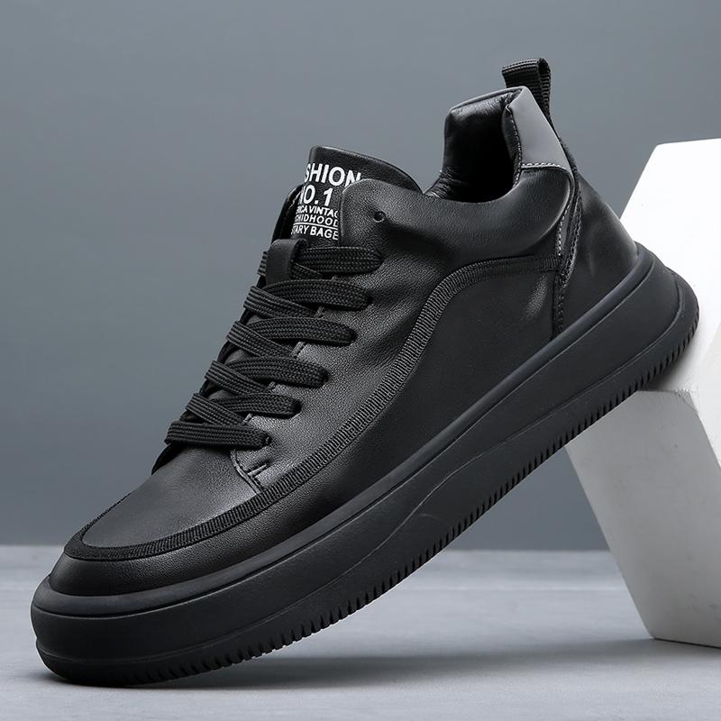 Genuine Leather Mens Vulcanize Shoes Fashion Soft Men Outdoor Shoes Versatile Man Casual Shoes Youth Teenage Skateboard Sneakers