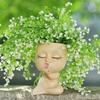 Face Planter Pot with Drainage Hole Resin Kissing Women Head Figurine Flowerpot Indoor Outdoor Plants Container Home Balcony Garden Decoration