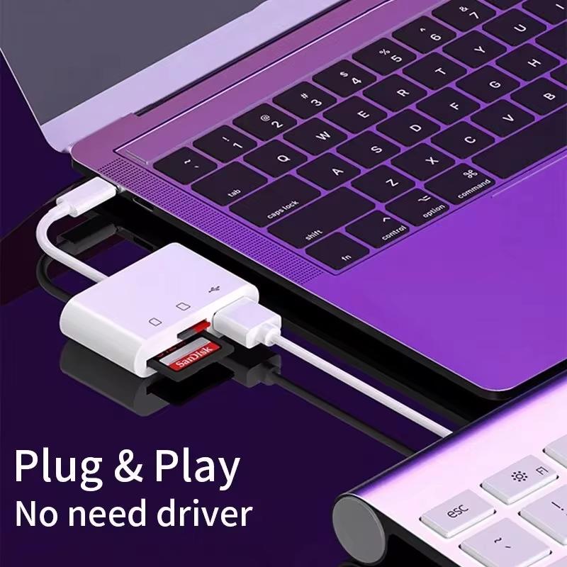 3 In 1 Type-C Adapter OTG Card Reader TF SD Multifunctional Memory Card Reading Converter for IPad Macbook Huawei Samsung Xiaomi