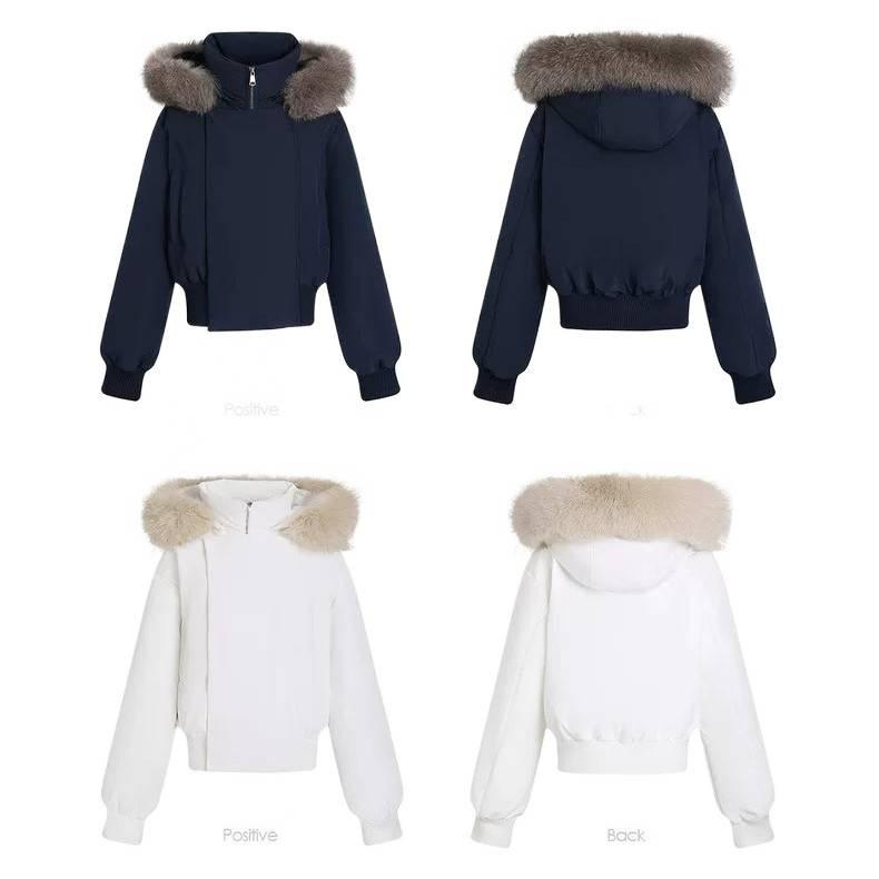Navy blue winter clothing large fur collar down cotton clothing new waist short cotton-padded clothing design warm jacket