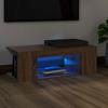 VidaXL TV Stand with LED Lights Brown Oak 90x39x30 Cm, TV Stand, Media Cabinet, Hifi Cabinet, TV Unit, Media Unit, 822667