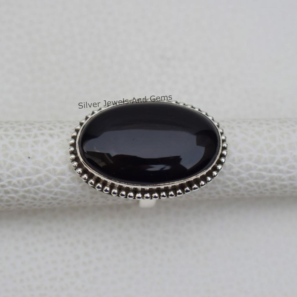 Natural Black Onyx Ring, Handmade Ring, 925 Sterling Silver Ring, Black Onyx Designer Ring, Gift for her, December Birthstone