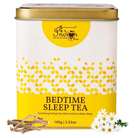The Indian Chai – Bedtime Sleep Tea 100g with Passion Flower, Valerian Root, Chamomile Flower, Herbal Tea