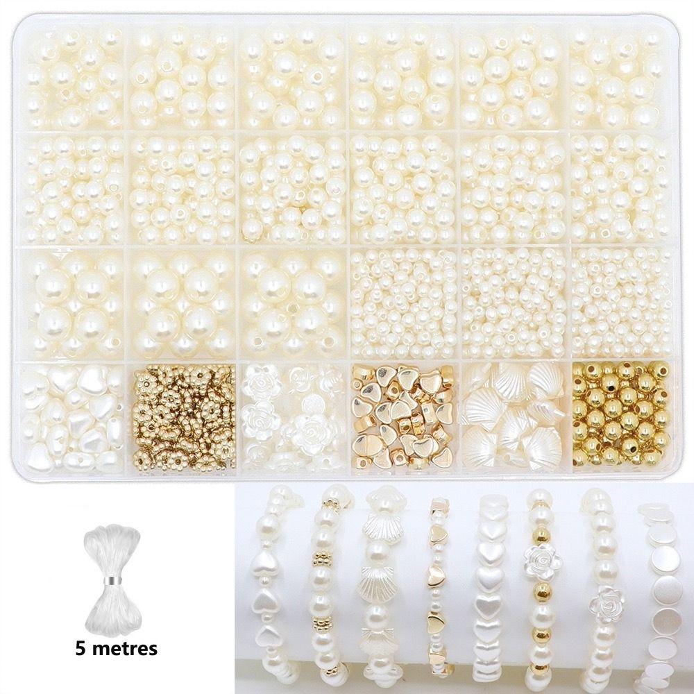 1890pcs 4/6/8/10/12mm Size DIY Bracelet Beads with Gold Beads Crafting Beads for Necklaces