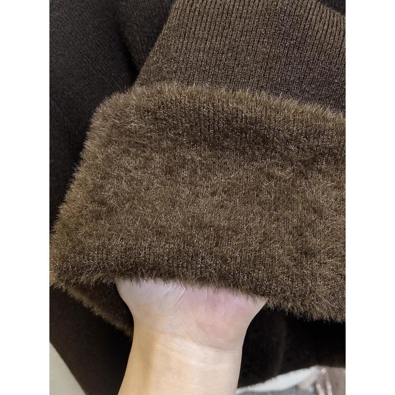 Свитер с полувысоким воротом для женщин, бархатный утолщенный базовый, осенне-зимний, вязаный топ для многослойности