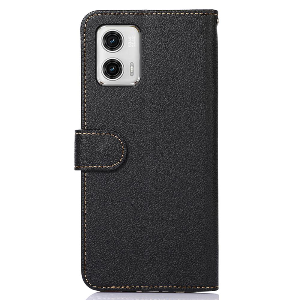 KHAZNEH For Motorola Moto G73 5G RFID Blocking Phone Case Litchi Texture Stand Wallet Phone Leather Cover