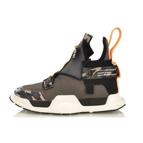 Li Ning Reburn Ws Скользкие Легкие Нескользящие Легкие Средняя высота Винтажные Баскетбольные Кроссовки Унисекс Камуфляж AGBP028-2