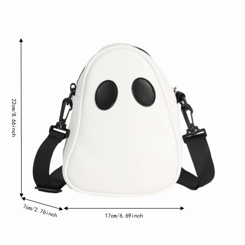 Adjustable Strap Ghost Crossbody Bag PU Leather Halloween Mini Bag Cute Shoulder Bag Daily Use