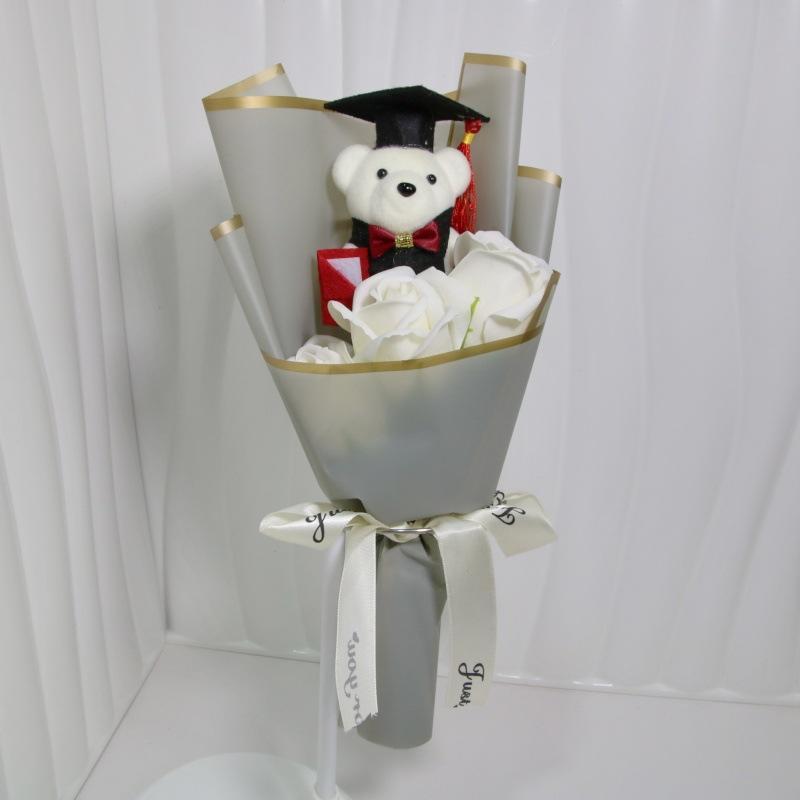 Подсолнух Подсолнух Мыло Цветок Букет Украшение Мультяшный Милый Медведь Церемония Выпуска