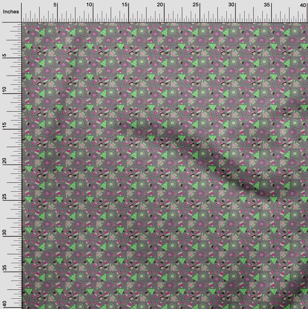 oneOone Cotton Flex Gray Fabric Christmas Craft Projects Decor Fabric Printed By The Yard 40 Inch