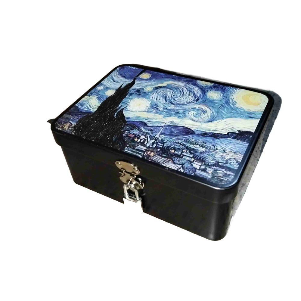 With Lock Key Tinplate Box Vintage Metal Box High Quality Desktop Storage Case
