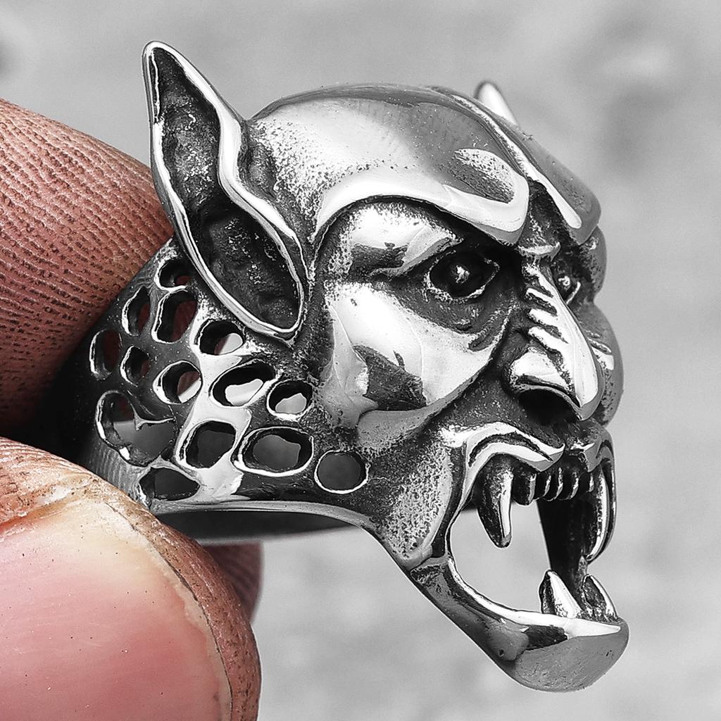 Gothic Vampire Skull Stainless Steel Mens Rings Punk Unique Trendy for Male Boyfriend Biker Jewelry Creativity Gift