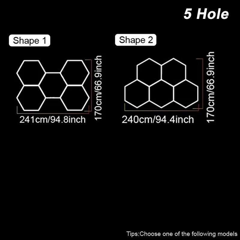 Светодиодные шестиугольные гаражные светильники Сотовые светодиодные трубчатые светильники 85В-265В Потолочный светильник для детейлинга автомобилей для спортзала, автомойки