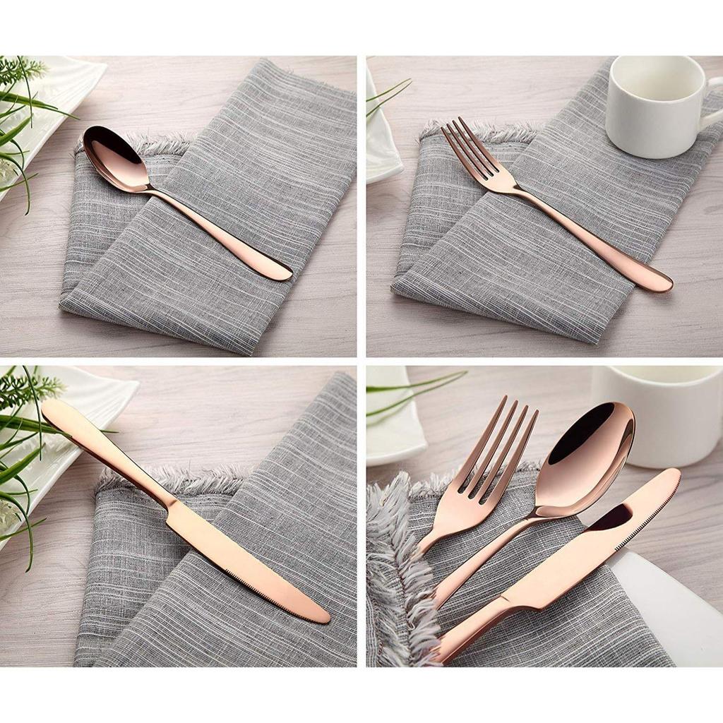 Набор столовых приборов из нержавеющей стали с зеркальной полировкой, покрытый розовым золотом, медный набор столового серебра, ложка розовое золото
