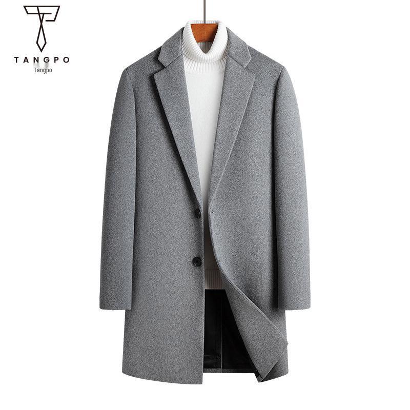 Men's Mid-Length Wool Slim Fit Trench Coat