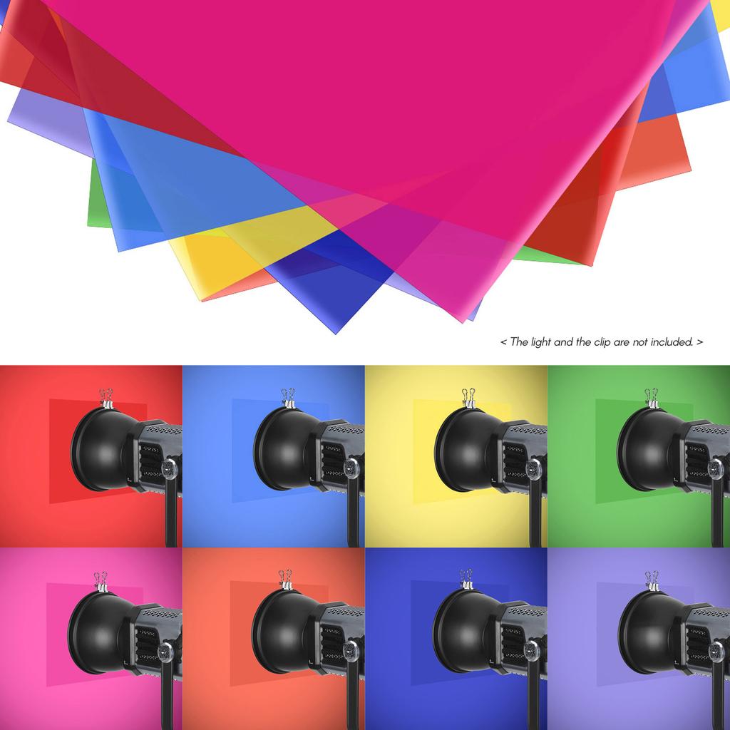 Набор из 8 цветов ПЭТ Прозрачный Гелевый Светофильтр 50 * 40см 20 * 16дюймов Цветные Накладки Тонированные Коррекционные Гели Свет