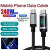 240 В PD3.1 48 В 5 А Кабель для быстрой зарядки USB C на Type C Кабель Цифровой дисплей 1 м / 2 м Провод для передачи данных Для мобильного телефона Macbook IPad Ноутбука