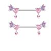 Pink Butterfly Heart Navel Lip Nipple Belly Piercing Jewelry Ear Studs Nose Rings Belly Button Rings