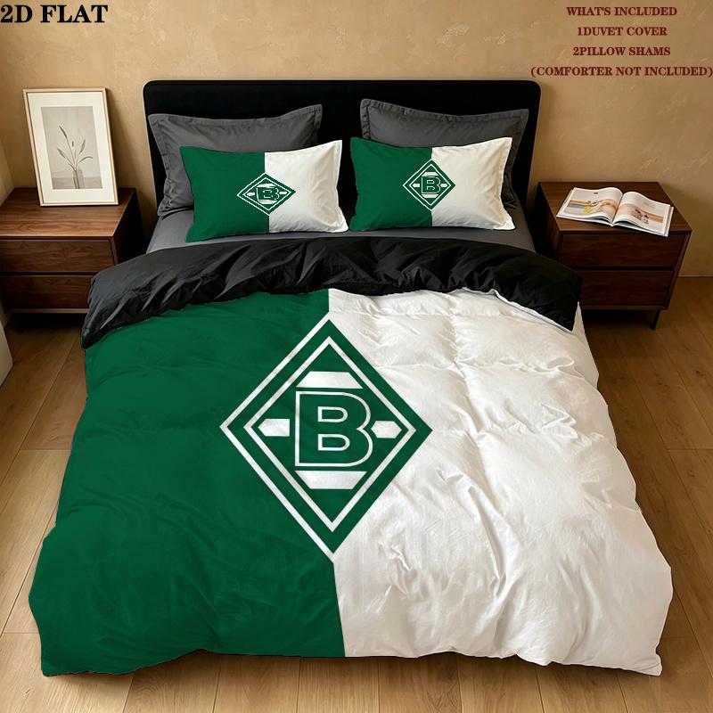Borussia Mönchengladbach Pattern Bedding Quilt Set Home Decoration Gift (1 * duvet cover + 2 * pillowcase without core)