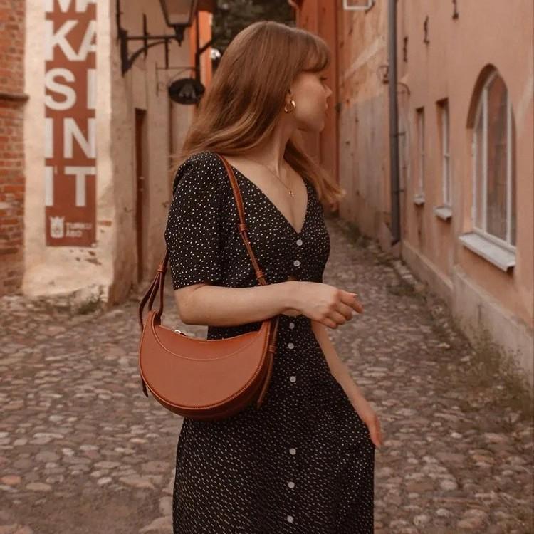 Сумка для седла: Французский городской дизайн, Натуральная кожа, Женская одноплечевая/кроссбоди