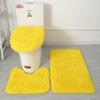 3pcs/set Fluffy Hairs Toilet Lid Cover Rugs Solid Color Shower Carpets Sets  Shower Room