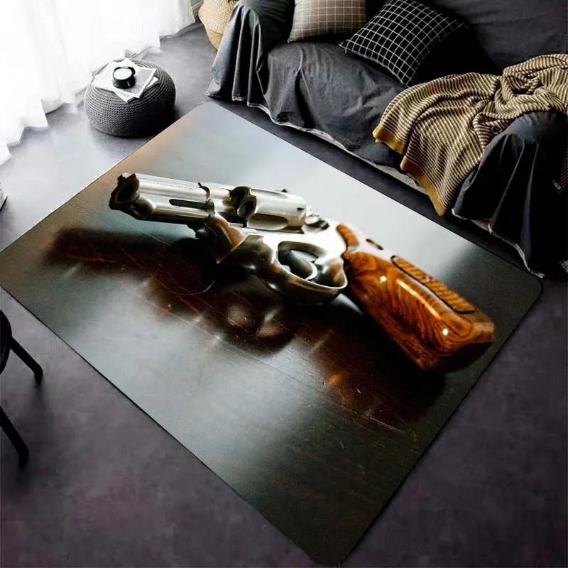 Ковер с рисунком револьвера для гостиной, игровые коврики, мягкий напольный ковер, мультяшные коврики, коврик для ванной, коврик для йоги, домашний декор