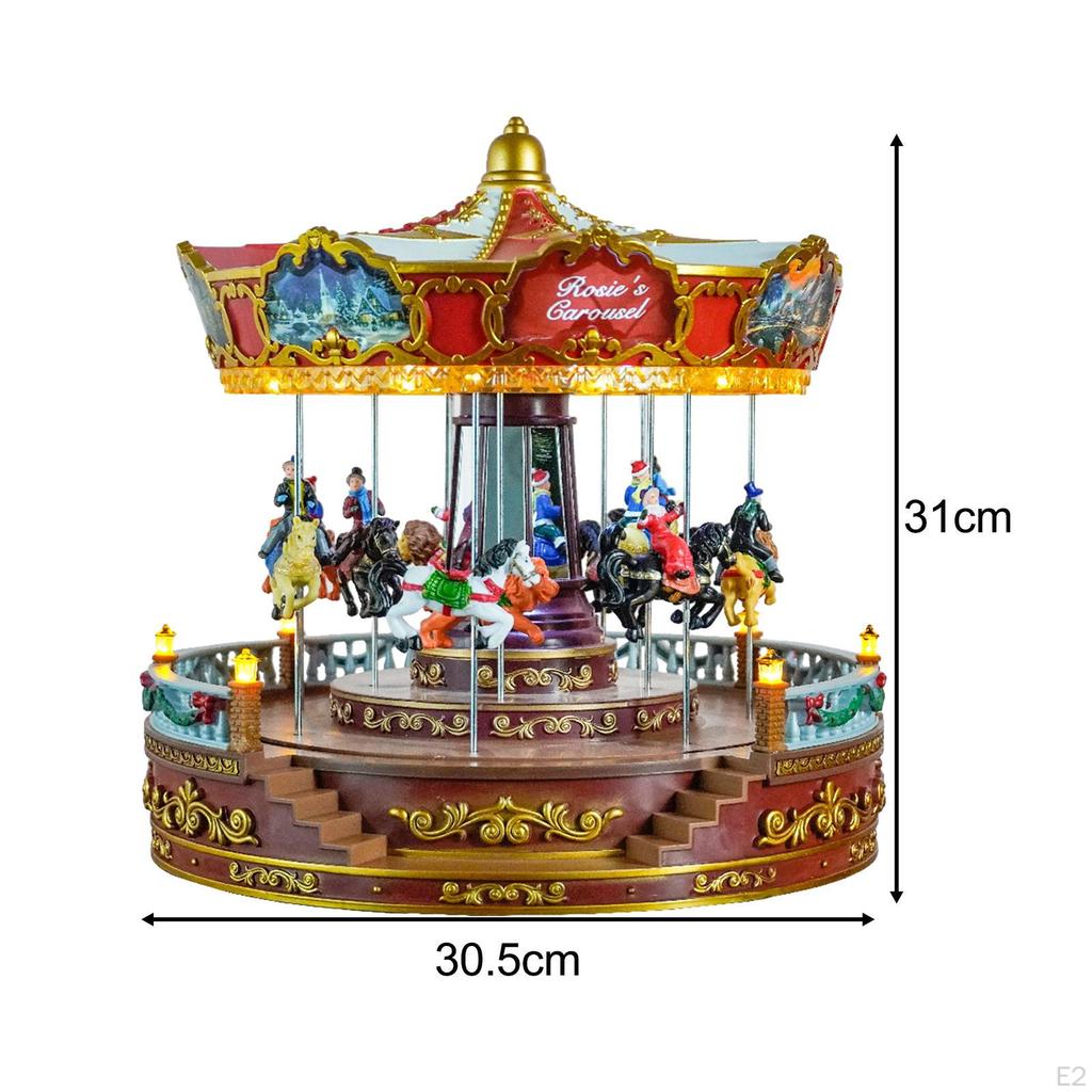 Электрическая рождественская карусель, 30 см, музыкальная шкатулка с подсветкой, вилка США, 110 В, рождественский орнамент