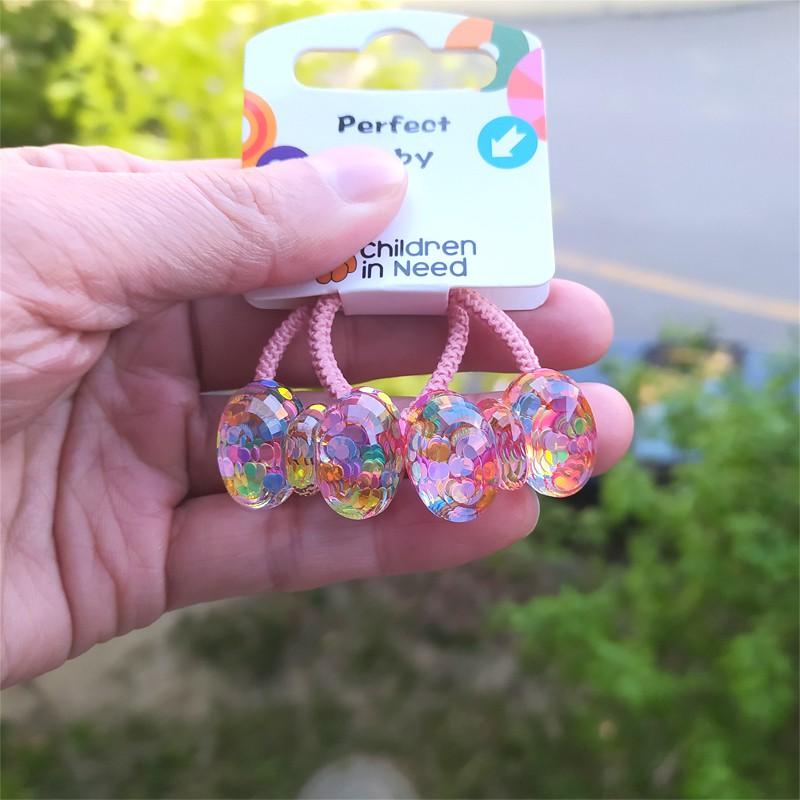 Милые мультяшные эластичные резинки для волос для детей с дизайном звезды, цветка и винограда - 2 штуки