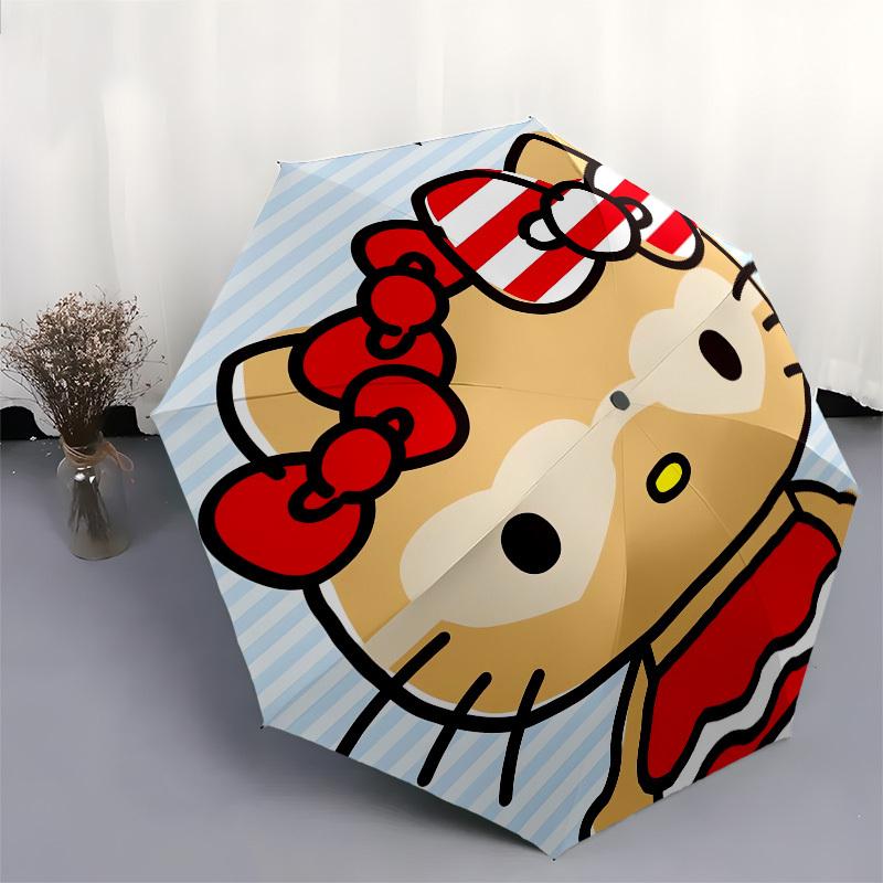 1pc Hello Kitty Summer Theme Umbrella with Plastic Handle,Suitable for All Seasons Home Travel Outdoor UmbrellaSanlio698