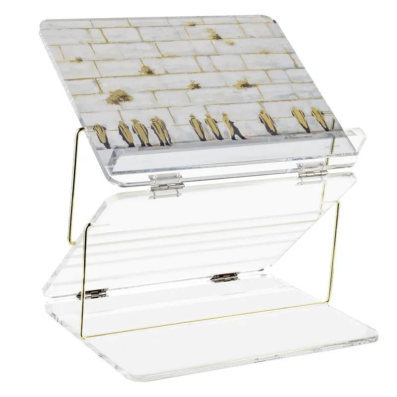 Custom Acrylic Bookshelf Adjustable Reading Book Holder Pen Slot Desktop Riser Laptop Clear Design Page Clips
