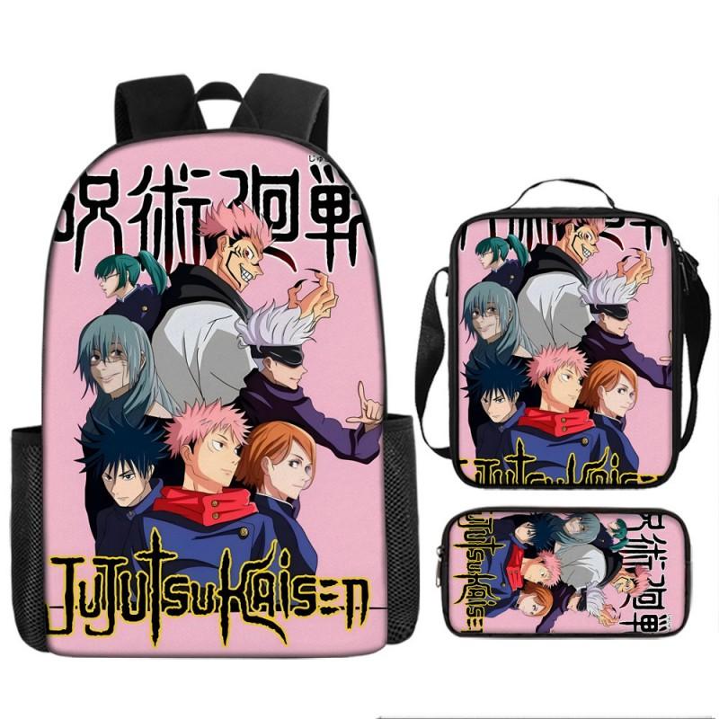 Jujutsu Kaisen Anime School Backpack Kids Teens Lightweight Oxford Fabric Dual-Strap Bag With Padded Back Support