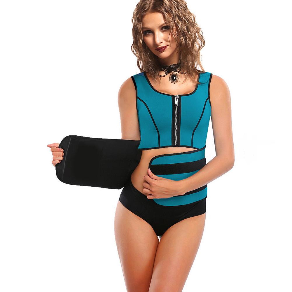 Female Zipper-Style Adjustable Neoprene Corset Sweat Absorbing Vest for Yoga Gym Running Fitness Weight Loss
