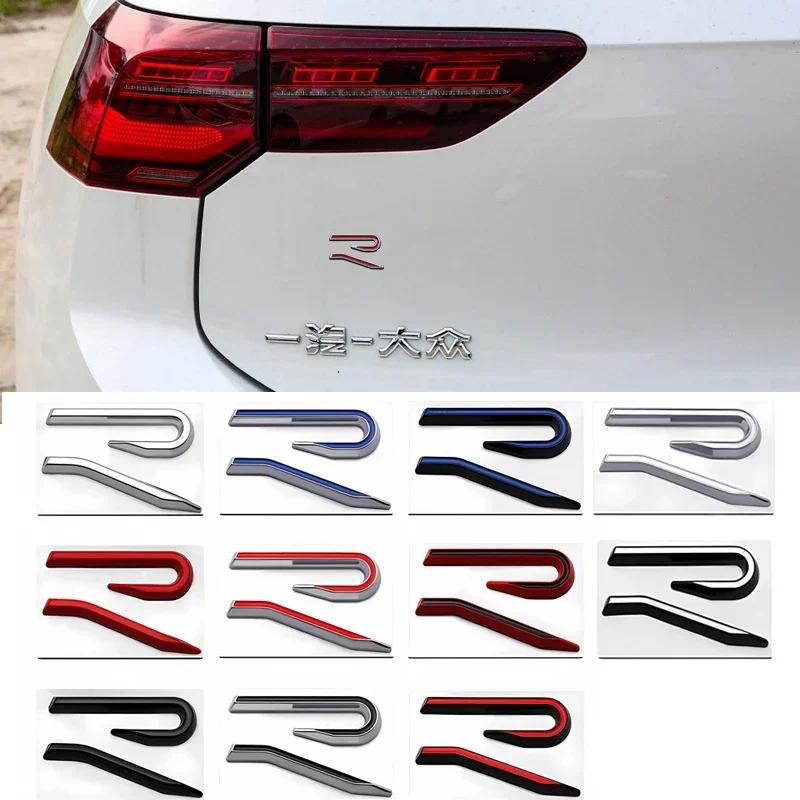 YKPSC1 New R Emblem Car Metal Body Tail Trunk Sticker Accessories For VW GTI Rline Polo Golf MK8 Touareg Passat Magotan CC