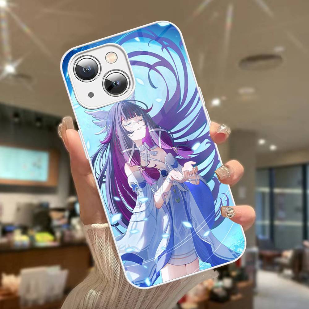 Genshin Impact Коломбина Для iPhone 14 13 12 Mini 11 Pro XS Max X XR 14 Plus Закаленное Стекло Чехол