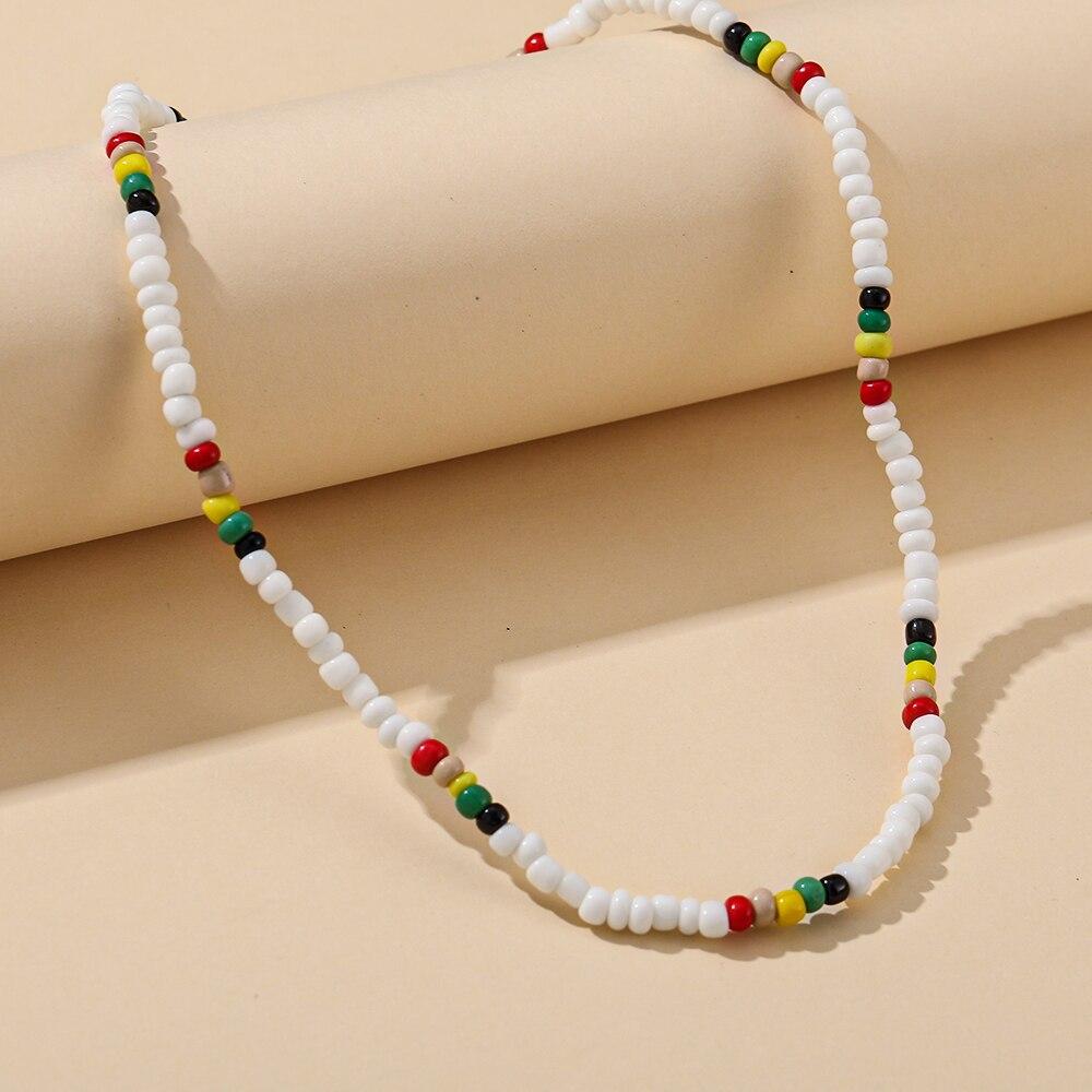 iF ME Korean Fashion Colorful Beads Flower Beaded Necklace For Women Bohemian Beads Clavicle Chain Choker Necklace Jewelry