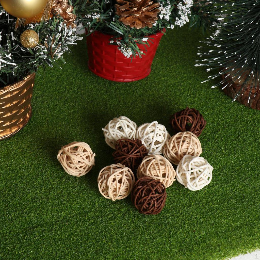 10 Pieces Decorative Rattan Balls Centerpiece Bowls Orbs Vase Fillers House Ornament for Wedding