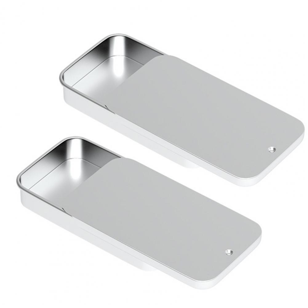 2Pcs Metal Rectangular Empty Mini Tin Box Rust-proof Storage Organizer Mini Tin Box Tinplate Push Candy Pill Cases with Push Lid