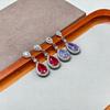 Gusen Teardrop Series Colorful Gem & Diamond Earrings