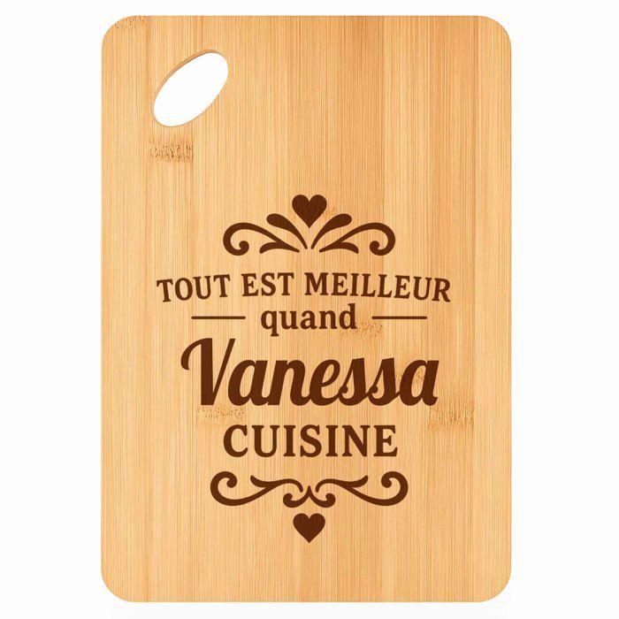 Planche à découper - PLANETEE - Meilleur quand Vanessa Cuisine - Bambou - 30x20x1 cm - Gravé