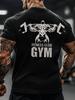Унисекс S Легкая дышащая футболка для спортзала с принтом Fitness Club Gym и гантелями, стандартный крой, круглый вырез, спортивная рубашка