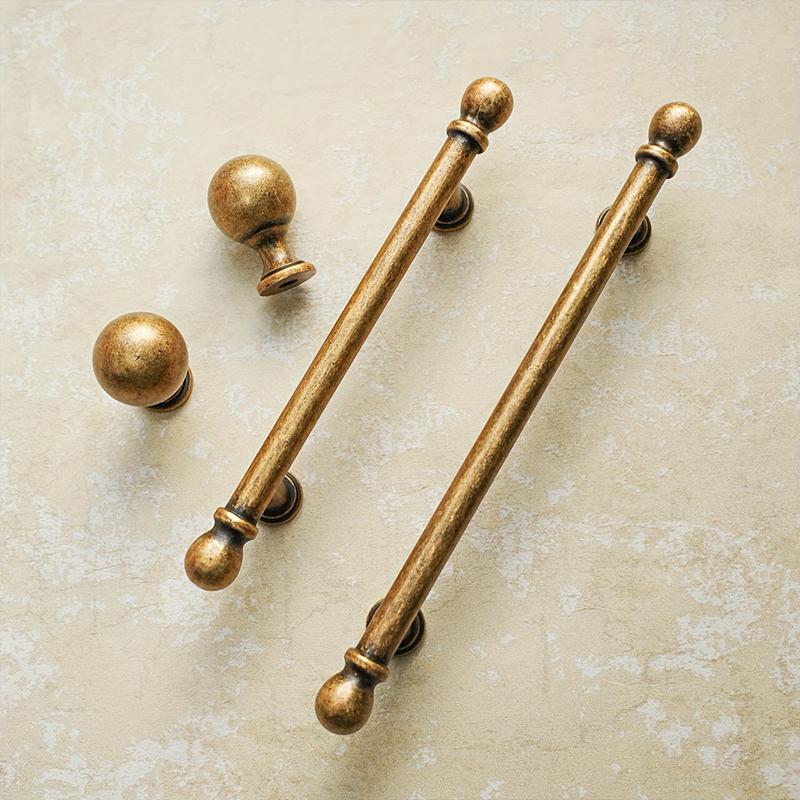 1PC Roll Plated Single Hole Handles Zinc Alloy Handle Heavy Duty Wardrobe Handles Solid Zinc Antique Brass Knobs