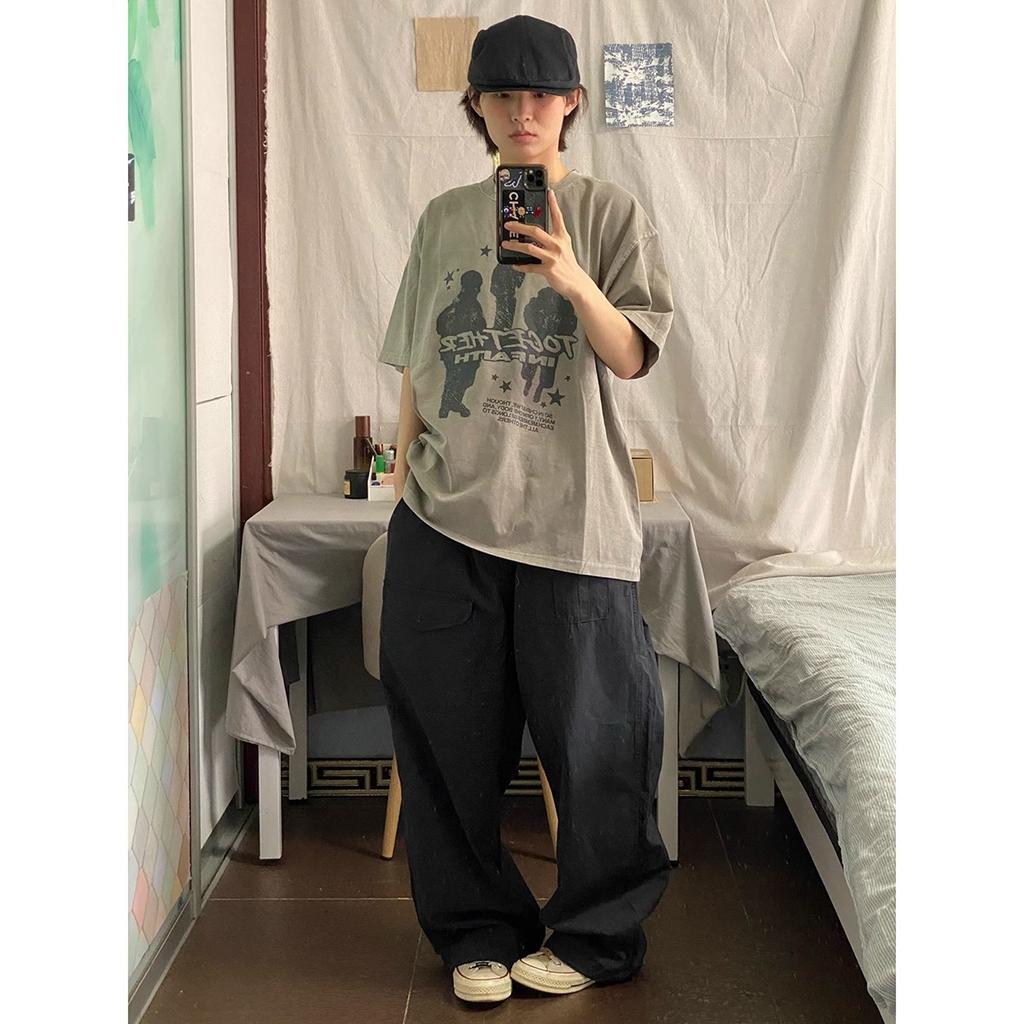 Летняя новая мужская модная трендовая футболка, универсальная, с круглым вырезом, повседневная, с коротким рукавом и принтом в виде буквы