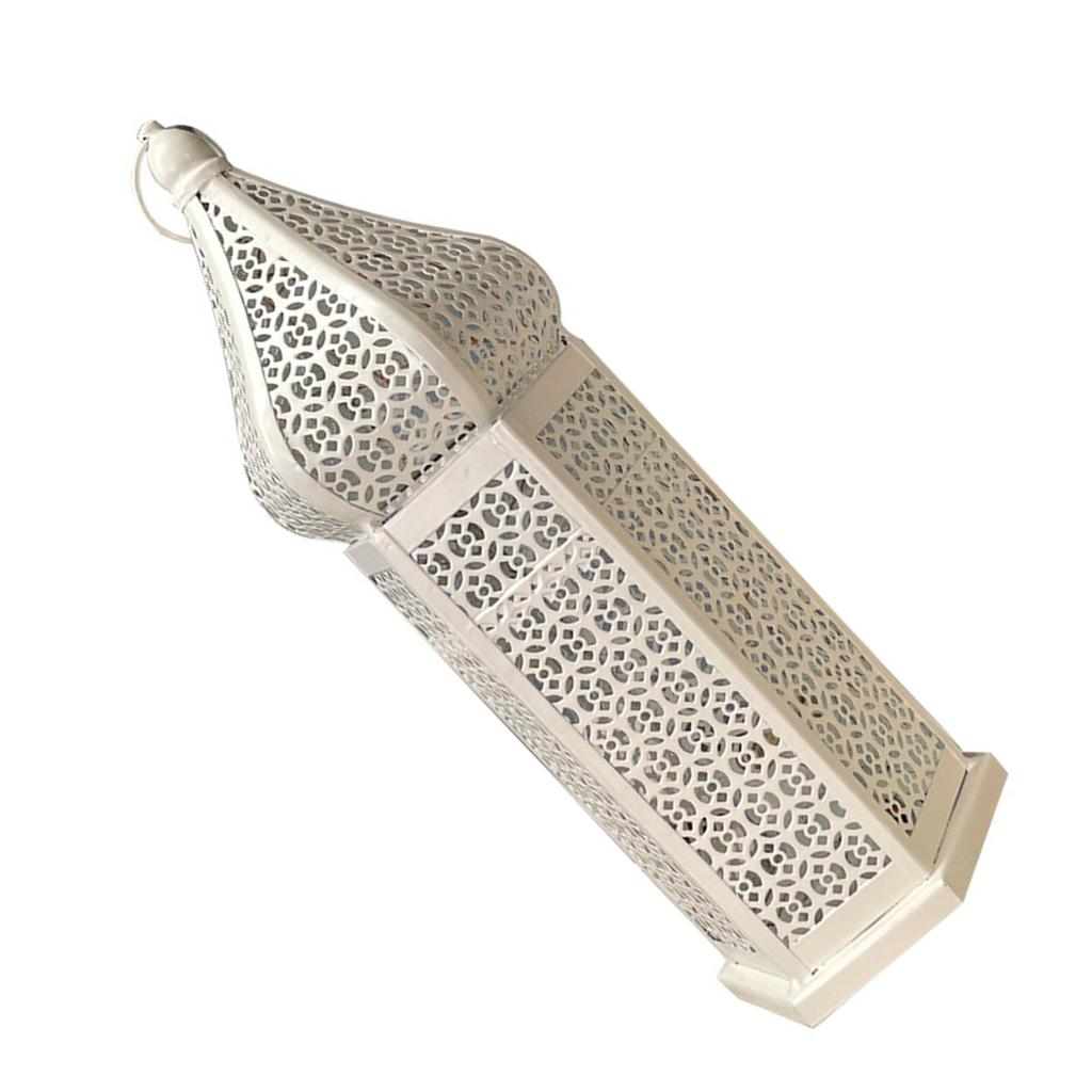 LED Wind Lamp Decorative Moroccan Style LED Iron Lantern with Hollow Pattern for Romantic Room Decoration